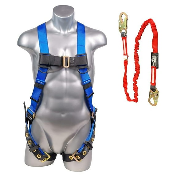 Palmer Safety Full Body Construction Harness with 5 Point Adjustment, 1D-Ring, Tongue Buckle