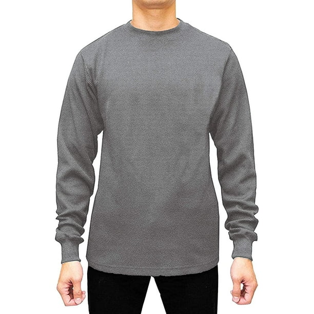 JMR Men's Heavyweight Long Sleeve Crew Neck Thermal Shirt, Heather Grey