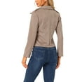 thumbnail image 3 of INSPIRE CHIC Women's Faux Suede Jackets Lapel Collar Moto Biker Jacket, 3 of 5