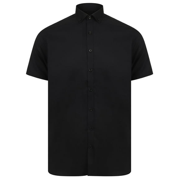 Henbury Mens Modern Short Sleeve Slim Fit Oxford Shirt