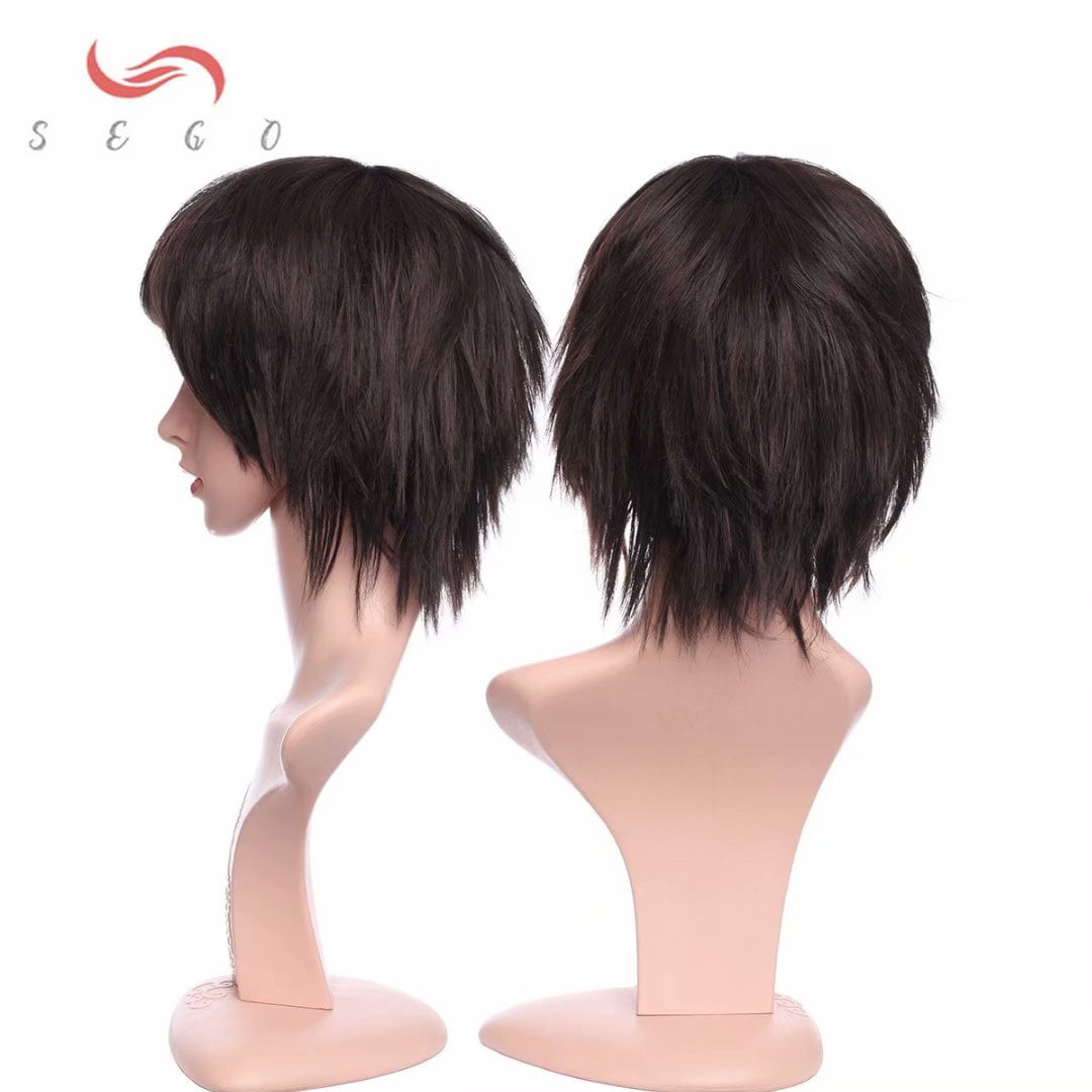 SEGO Long Curly Synthetic Hair Wig with Bangs Short Fluffy Wigs Full Head Heat Resistance Hair Wig for Women