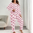 thumbnail image 5 of FDGIU ‌‌‌‌Women's Plus Size Valentine Pajama Set - 2 Piece Long Sleeve Button Down Sleepwear with Heart Print, 5 of 7