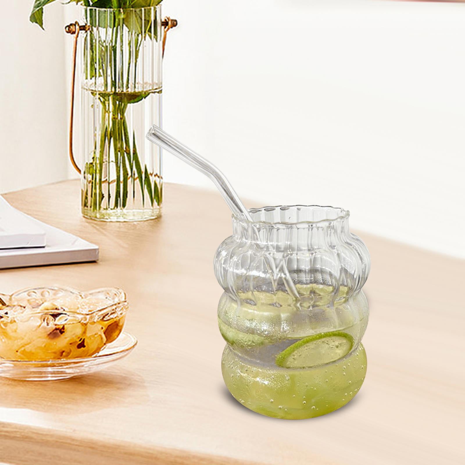 kowaku 3X Glass Sippy Cup with Straw Iced Coffee Cup for Travel Home Kitchen