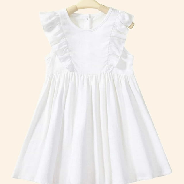 Robe Fille Tout-Petit Manches à Volants Ligne A à Volants Robe d'Été Princesse Robe de Fête Robe de Mode Robe d'Occasion Spéciale pour Filles