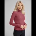 thumbnail image 4 of Suéteres Acanalados para Mujer, Lindos Suéteres de Punto de Cuello Alto, Ajustados y Cálidos Rojo Ladrillo un Tamaño, 4 of 9