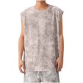 thumbnail image 2 of Big & Tall Men's Acid Wash Sleeveless Tank Tops Workout Bodybuilding Muscle Shirts Casual Loose Fit Streetwear Crew Neck Athletic Summer Athleisure, 2 of 8