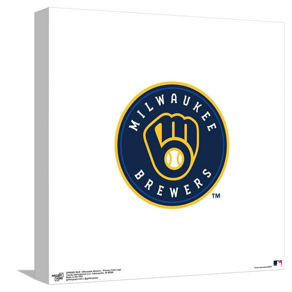Gallery Pops MLB Milwaukee Brewers - Primary Club Logo Canvas Wall Art, Unframed Version, 12" x 12"