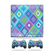 MightySkins Skin Compatible With Sony Playstation 3 PS3 Slim skins + 2 Controller skins Sticker Pastel Argyle