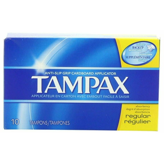 Tampax Tampons Anti-Slip Grip Cardboard Applicator Regular, 10ct, 4-Pack