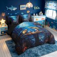 thumbnail image 2 of meiyoeat Ocean Navy Shark Twin Bedding for Men Boys, Kawaii Coastal Animal Bedding Comforter Set, Black Reversible, 7 Pieces, 2 of 5