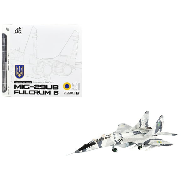 Mikoyan MiG-29UB Fulcrum-B Fighter Aircraft "Vasylkiv Air Base, Ukraine" 2021 Ukrainian Air Force 1/72 Diecast Model by JC Wings