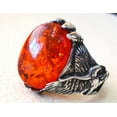thumbnail image 5 of Baltic Amber Mans Ring, Eagle Baltic Amber ring, Silver Jewelry, 925 Silver Ring, Birthday Gift, Heavy Mens Ring, Arabic Design, Ottoman Style Ring, Christmas, Turkey Mens Signet Ring, 5 of 6