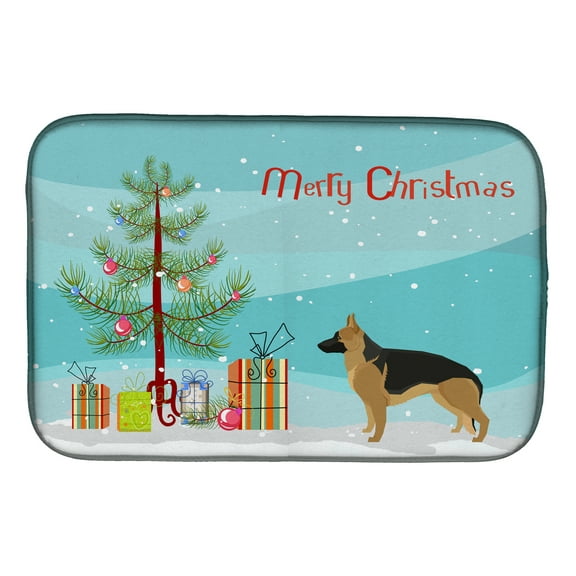 German Shepherd Christmas Tree Dish Drying Mat