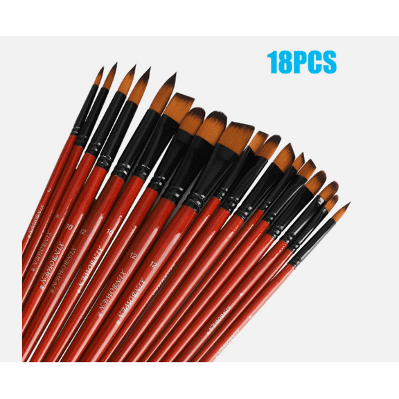 18-Piece Paint Brushes Set for Acrylic, Oil & Watercolor | Detail Painting Art Supplies Kit