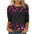 thumbnail image 2 of Mifsaly Womens Valentine Shirt Tunic 3/4 Sleeve Heart Print Tshirts Festival Loose Crewneck Pullover Tops Lightweight Cozy Blouse Girlfriend Gifts Outfits XXL, 2 of 6
