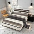 thumbnail image 2 of Manfei Abstract Brushstroke Stripe Queen Sheets, Neutral Tone Queen Sheet Sets, Beige Black, Black Reversible 4 Pieces1 Flat Sheet + 1 Fitted Sheet + 2 Pillowcases, 2 of 6