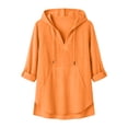 thumbnail image 5 of BUIGTTKLOP Women's Beach Cover up Hoodies Sweatshirt Long Sleeve V Neck Hooded Shirt Top with Pockets, 5 of 8