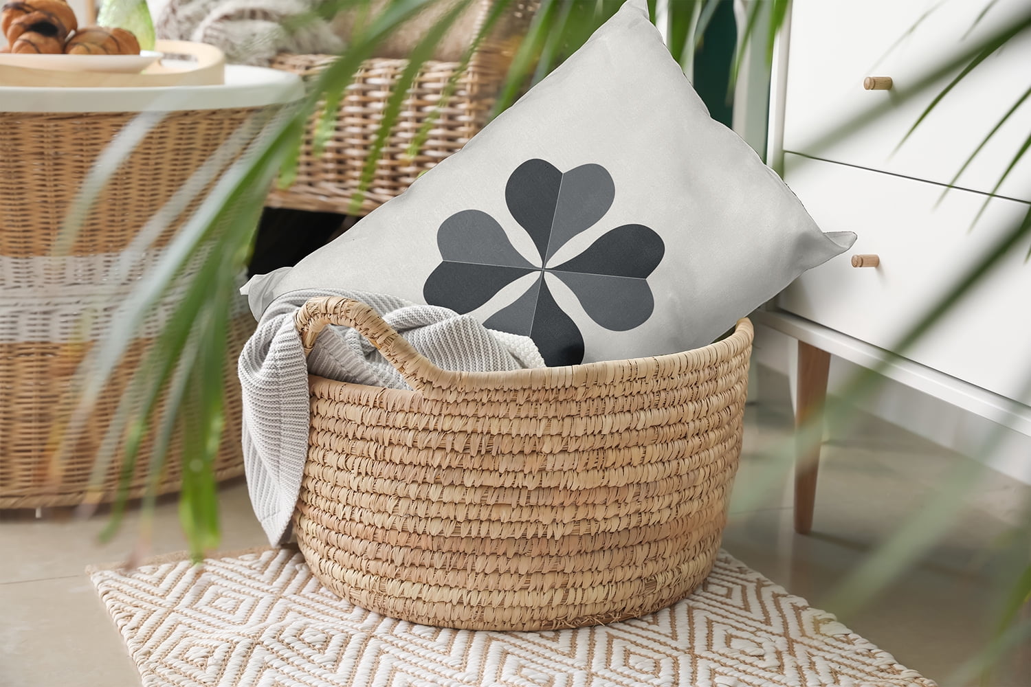 Simply Daisy 14 in x 20 in Modern and Contemporary Gray Floral Polyester Decorative Lumbar Pillow