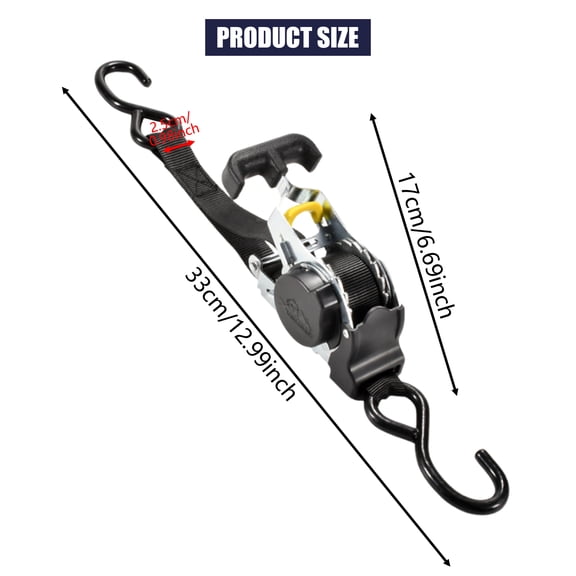 Automatic Ratchet Tie Down Straps with Safety S Hooks Heavy Duty 1500LBs Tie-Down Set,Style A
