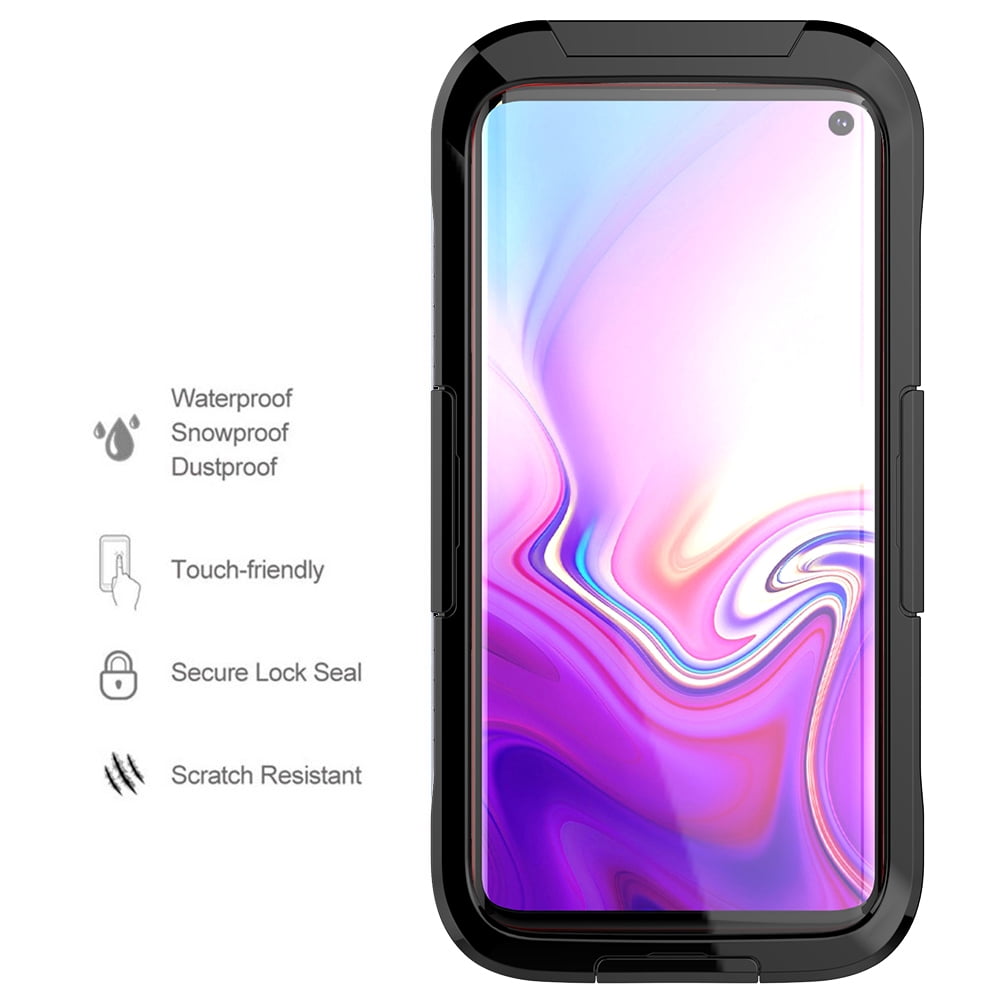 Waterproof Fully Sealed Hard Case For Samsung Galaxy S10 With Plastic Screen Protector Cover For Swimming, Beach, Camping, Vacation Outdoor Use (Black)