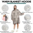 thumbnail image 5 of Wearable Oversized Blanket,Boho Brown Damask Ethnic Pattern Wearable Blanket Hoodie for Adults,Cozy Hooded Blankets with Super Pockets,Super Warm Fuzzy Pullover for Women & Men, 5 of 6