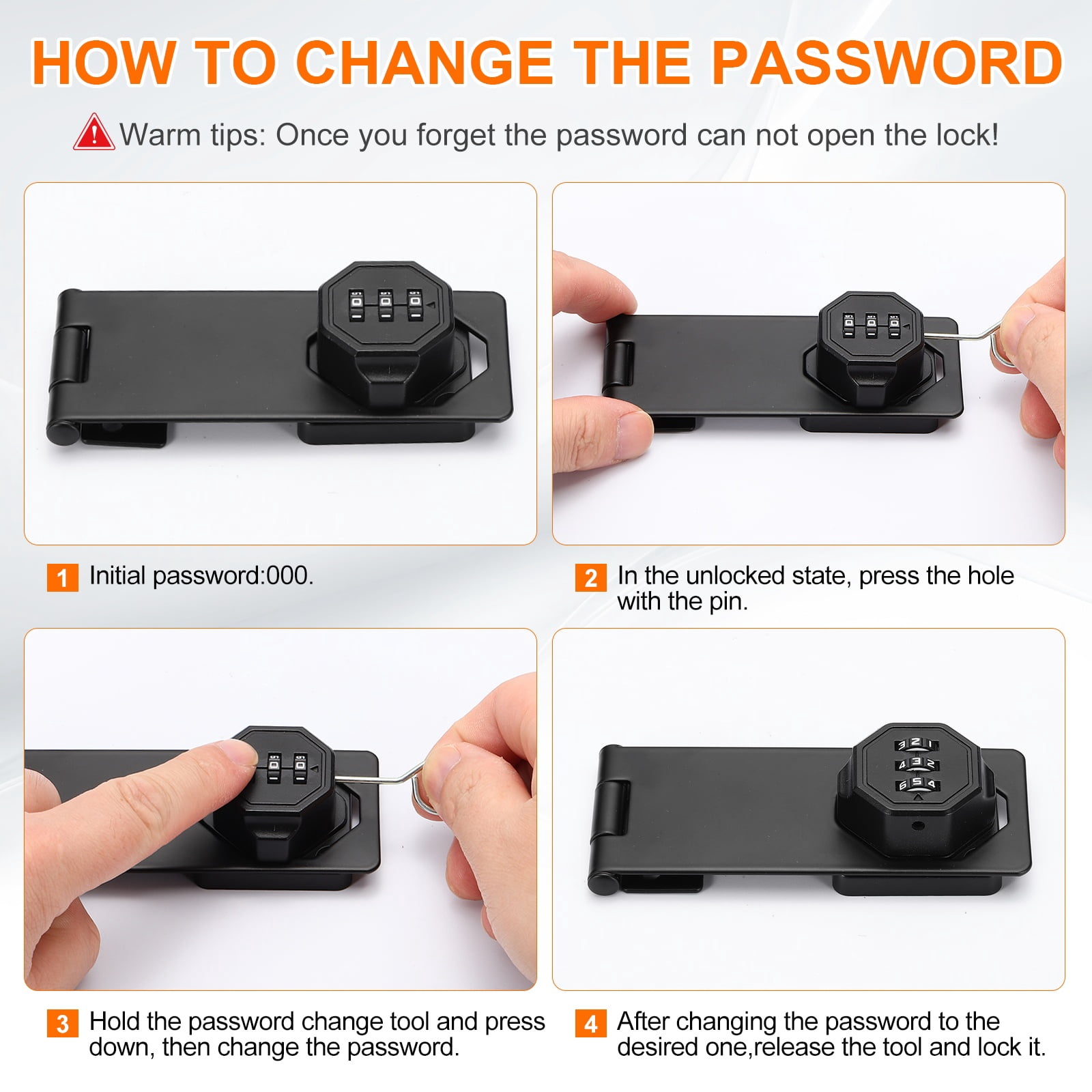 Uxcell 2 Pcs Keyless Cabinet Lock with Combination Code -  5 Inch Password Hasp Latch Lock Mechanical Password Rotary Hasp, for Office Filing Cabinets Drawer Closet Cupboard, Black