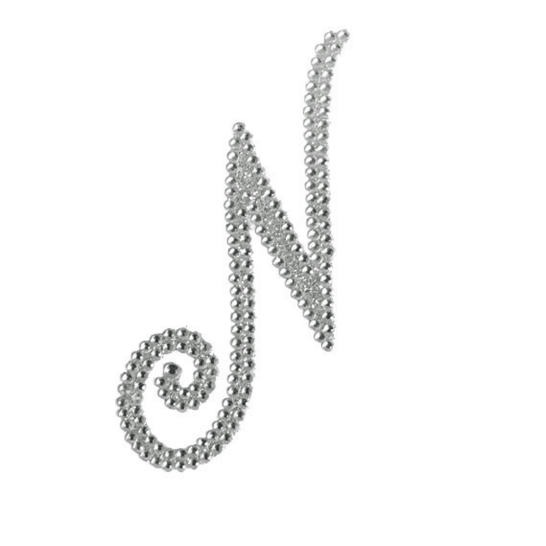 Mardi Gras Spot 3.75" x 2.75" Silver Glitter Script Letter "N" (Each) -  Walmart.com