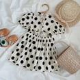 thumbnail image 3 of Kids Girls Dress Polka Dot Tulles Dresses Toddler Puff Sleeve Sundress Fashion Cute Black White Princess Party Dresses for 3-9 Years, 3 of 9