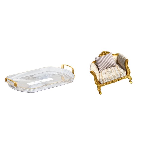 Elegante juego de tocador nórdico y sofá de madera en miniatura para comedor, oficina, hogar, dormitorio, casa de muñecas, organización y exhibición d