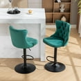 thumbnail image 2 of PORKISS Bar Stools, Velvet Adjustable Swivel Barstools with Back Set of 2, Modern Upholstered Kitchen Island Chairs with Tufted for Home Bar, Green, 2 of 11