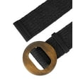 thumbnail image 2 of Womens Woven Stretch Belts, Straw Rattan Wooden Buckle Elastic Wide Waistband Waist Belt for Dress Black 23.62-33.46", 2 of 4