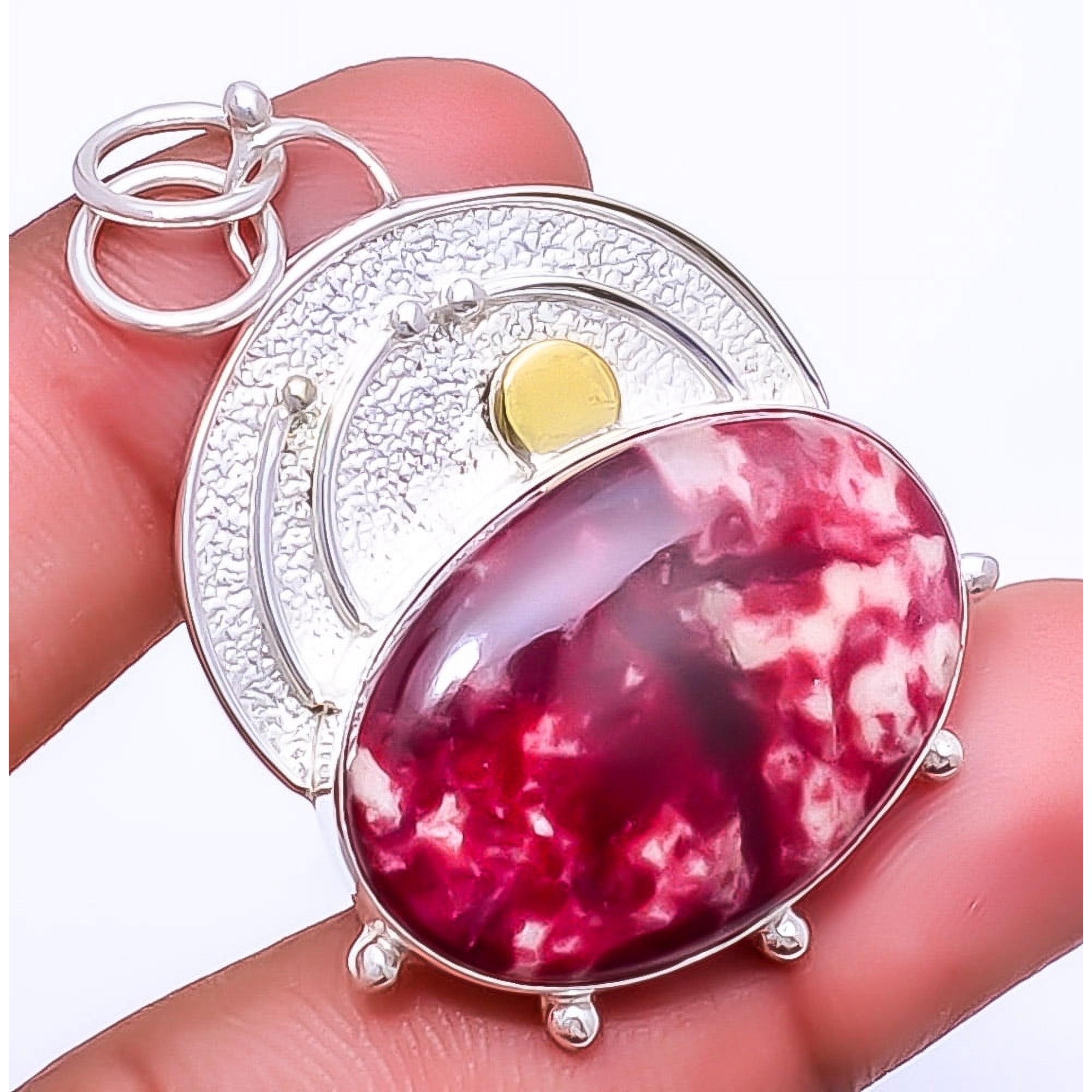 Pink Thulite - Norway Designer Handmade 925 Sterling Silver Pendant 1.95" P74, Gemstone Jewelry, Birthday Gift, Christmas Gift