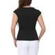 thumbnail image 3 of Camisetas de trabajo casuales para mujer INSPIRE CHIC con cuello en V y mangas cortas, color negro, 3 of 6