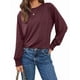 thumbnail image 3 of Blusas de Larga para Mujer, con Cuello Redondo Plisado, Informales, de Negocios, Ropa de Moda. Rojo Vino M, 3 of 6