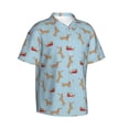 thumbnail image 2 of Balery Dachshund Dog Print Men's Hawaiian Shirts Short Sleeve Beach Shirt Relaxed Fit Vacation Button Down Shirts-Large, 2 of 9