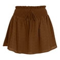 thumbnail image 6 of Women's Summer Solid Color Lace Trim Short Skirt Elastic Waist Drawstring Detail Double Layer Casual Brown XL(XL), 6 of 6
