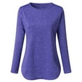 thumbnail image 2 of Hide Belly Long Shirt Flowy Round Neck Solid Long Sleeve Shirts Plus Size Tops for Women Dressy Comfy Tunic Tops to Wear with Leggings Purple XXXXXL, 2 of 7
