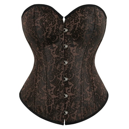 Odeerbi Corset Tops For Women Waist Trainer Bodyshaper 2025 Casual Erogenous Eyelet Lace-up Retro Erogenous Printing Tube Top Straps Tight Vest Brown