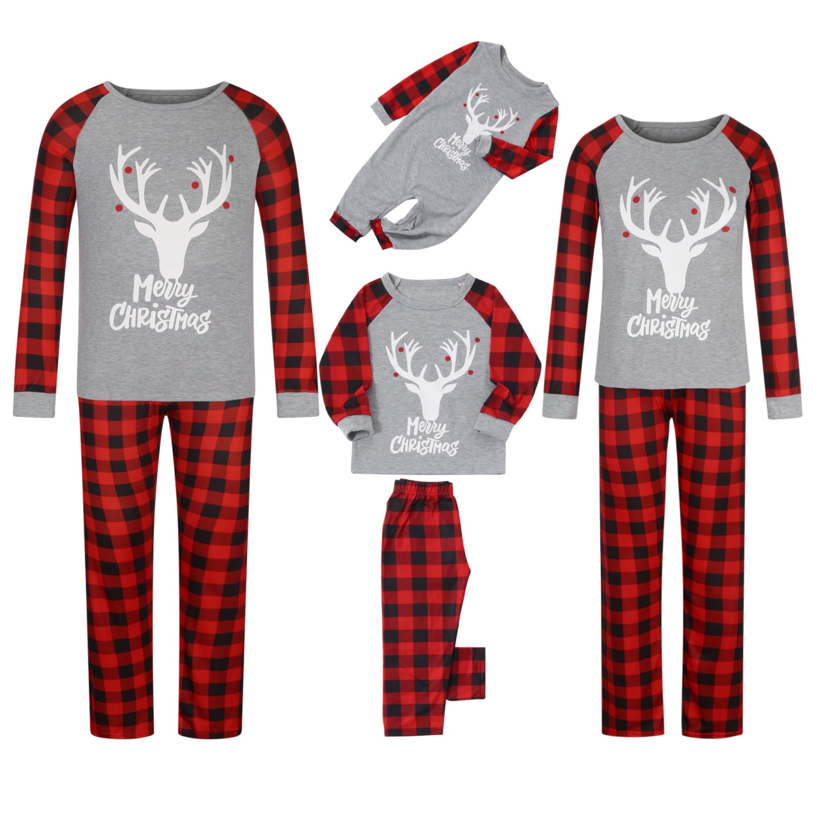 jsaierl Christmas Family Pajamas Holiday Christma Pajama 2 Piece Family ...