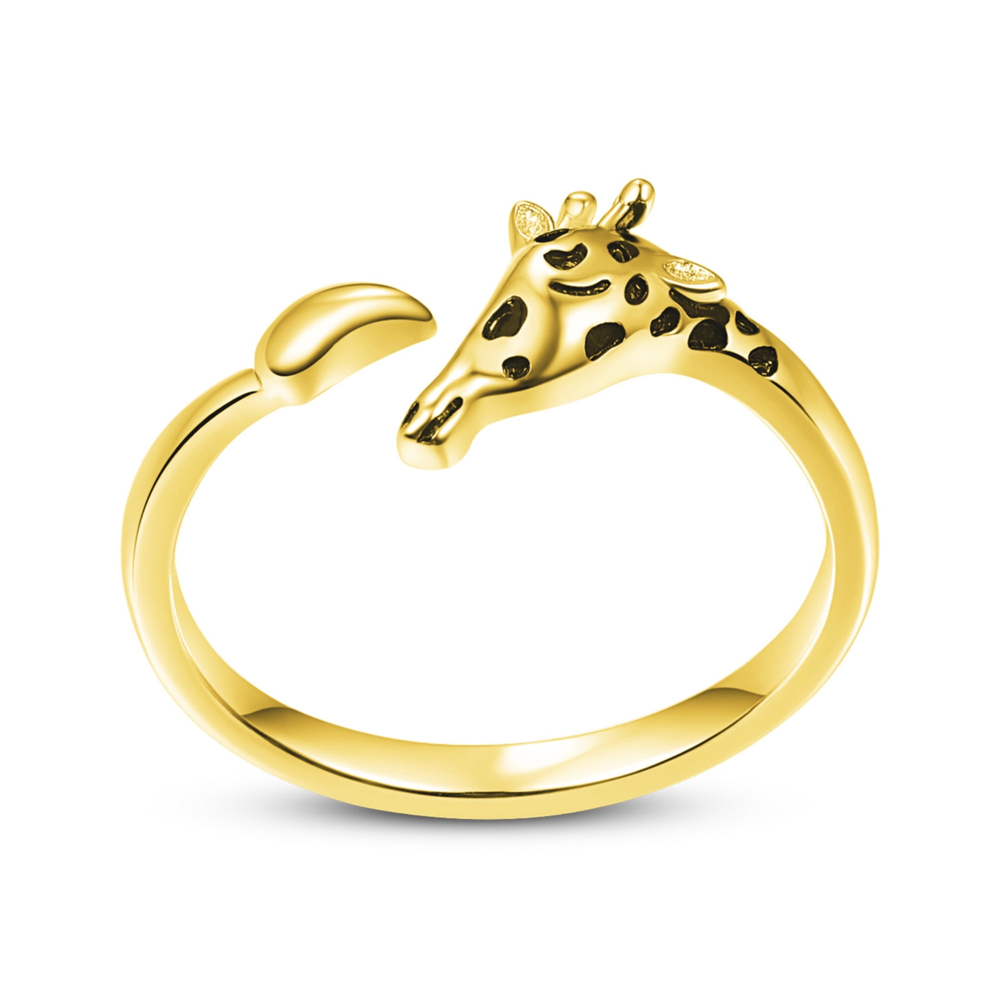 TANGPOET Giraffe Ring Jewelry Gifts for Women 925 Sterling Silver Gold Plated Adjustable Open Rings for Giraffe Lovers