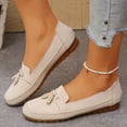 thumbnail image 6 of KIJBLAE Women's Plus Size Round Toe Closed Toe Moccasin Flats, Slip On Low Heel Soft Sole Casual Shoes Beige 42, 6 of 9