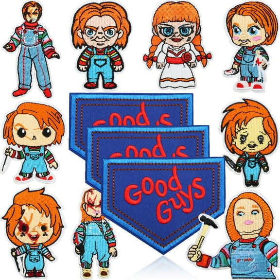 12pcs Chucky Styles Embroidered Patches, Bright Vivid Colors, Sew On/Iron On Patch Applique for Clothes, Dress, Hat, Jeans, DIY Accessories