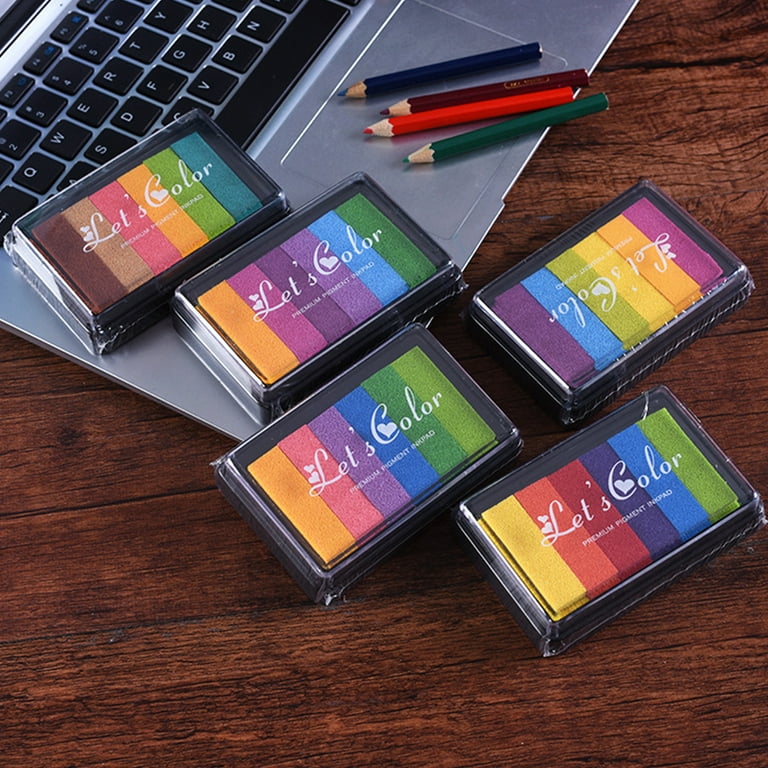 4pcs Rainbow Color Craft Ink Pad Colorful Inkpad Finger Palm Ink Stamps Kids DIY Graffiti Inkpad Colorful, Other