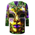 thumbnail image 4 of DDAPJ pyju Mask Graphic Tees for Women Mardi Gras 3/4 Sleeve Shirts Novelty 3D Printed Party Blouses Tuesday Carnival Themed T-shirt Loose Fit Round Neck Tee Tops Multicolor L, 4 of 5