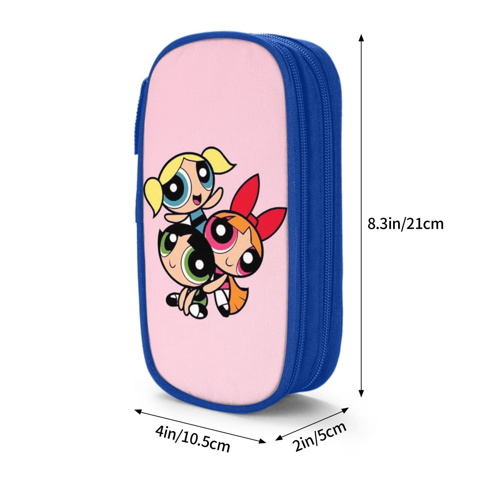 The Powerpuff Gi-rls Pencil Case Large Capacity Pencil Pouch Pen Bag Office Stationery Organizer Travel Makeup Bag Blue
