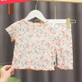 thumbnail image 2 of Zpanxa Ensembles Assortis pour Filles Imprimé Manches Courtes Col Rond Chemisiers Ensemble 2 Pcs T-Shirt en Coton et Shorts 7-8 Ans, 2 of 6