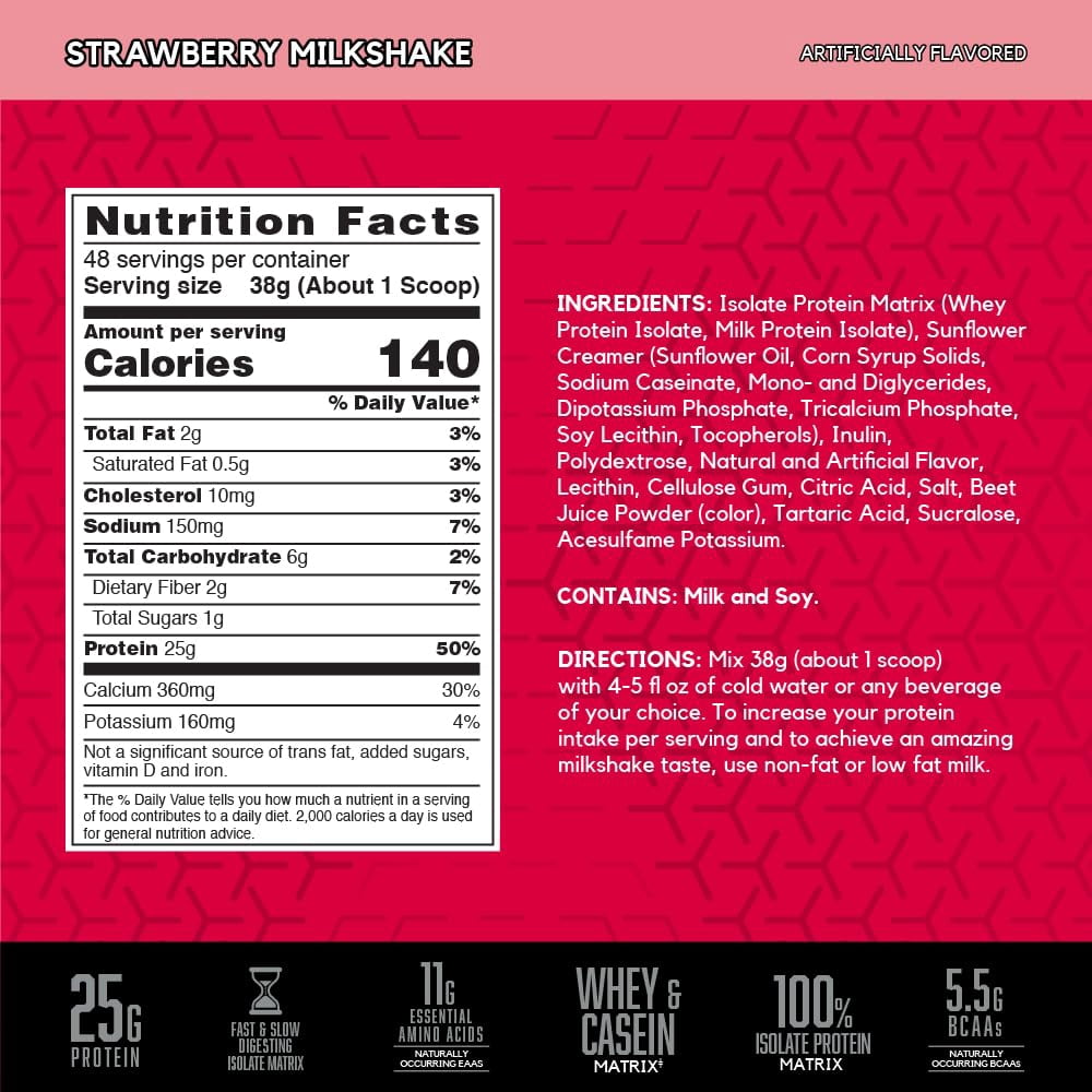 BSN Syntha-6® Isolate, Protein Powder Drink Mix, Strawberry Milkshake, 4.02 lbs (1.82 kg)
