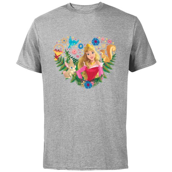 Disney Princess Aurora Heart - Short Sleeve Cotton T-Shirt for Adults - Customized-Athletic Heather