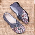 thumbnail image 3 of Floral Embroidered Dress Shoes for Women Comfortable Wide Toe Box Loafers Lightweight Canvas Casual Mary Jane Ballet Flat Gray Size 9, 3 of 6