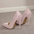 thumbnail image 6 of Women Patent Leather Pointed Toe Stiletto Pumps, Slip On High Heel Dress Shoes, Classic Solid Color Slim Heel formal Heels for Wedding Party office Pink 5(36), 6 of 9